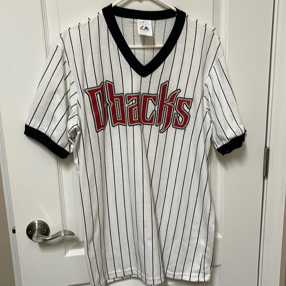Arizona Diamondbacks baseball shirt white with black stripes size Large - Picture 1 of 6